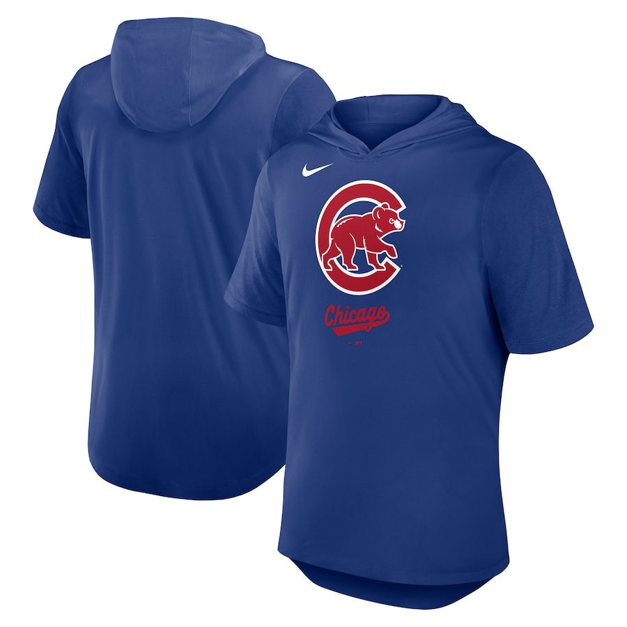 Men 2025 MLB Chicago Cubs Blue Hooded T-shirt
